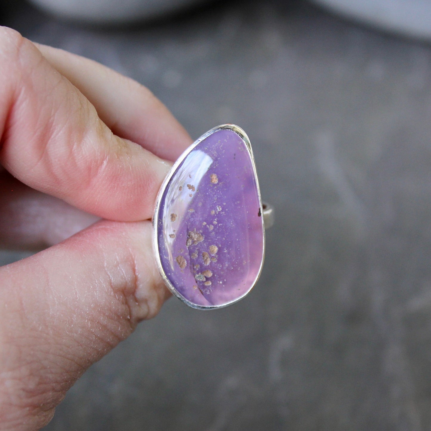 Oregon Holley Blue Agate Statement Ring Size 12 | PNW Gemstone | Handmade Sterling Silver