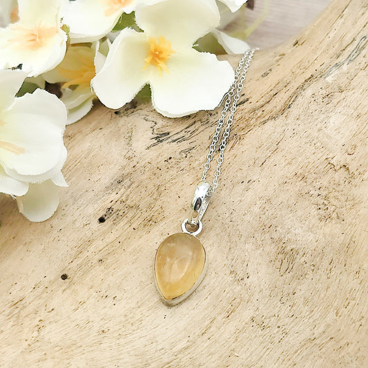 Citrine Pendant | 15mm teardrop | November birthstone | Sterling Silver