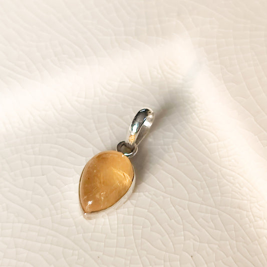 Citrine Pendant | 15mm teardrop | November birthstone | Sterling Silver
