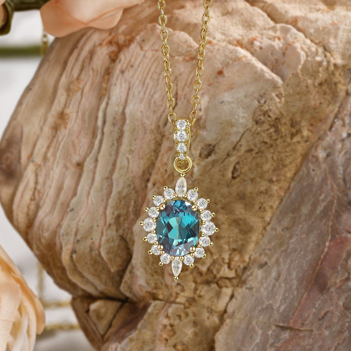 925 Sterling Silver Lab Alexandrite Necklace