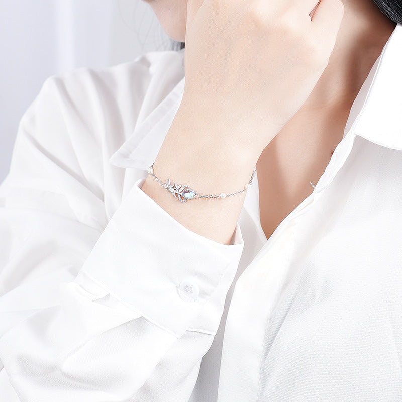 999 Sterling Silver Feather Bracelet