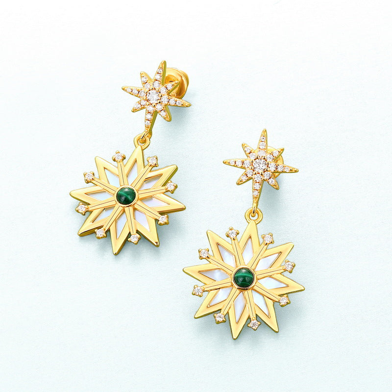 925 Sterling Silver Snowflake Earrings