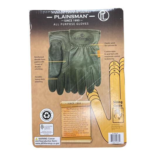 Plainsman Premium Cabretta Leather Gloves, 2 Pairs (Green, M)