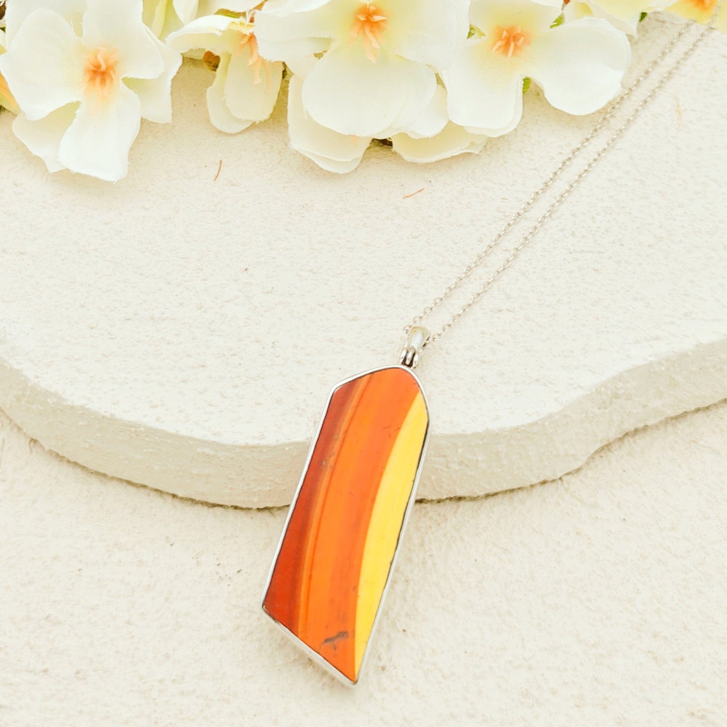Clarice Cliff Pendants | Original 1930s Fragments | 40mm Orange Pieces | Recycled Sterling Silver