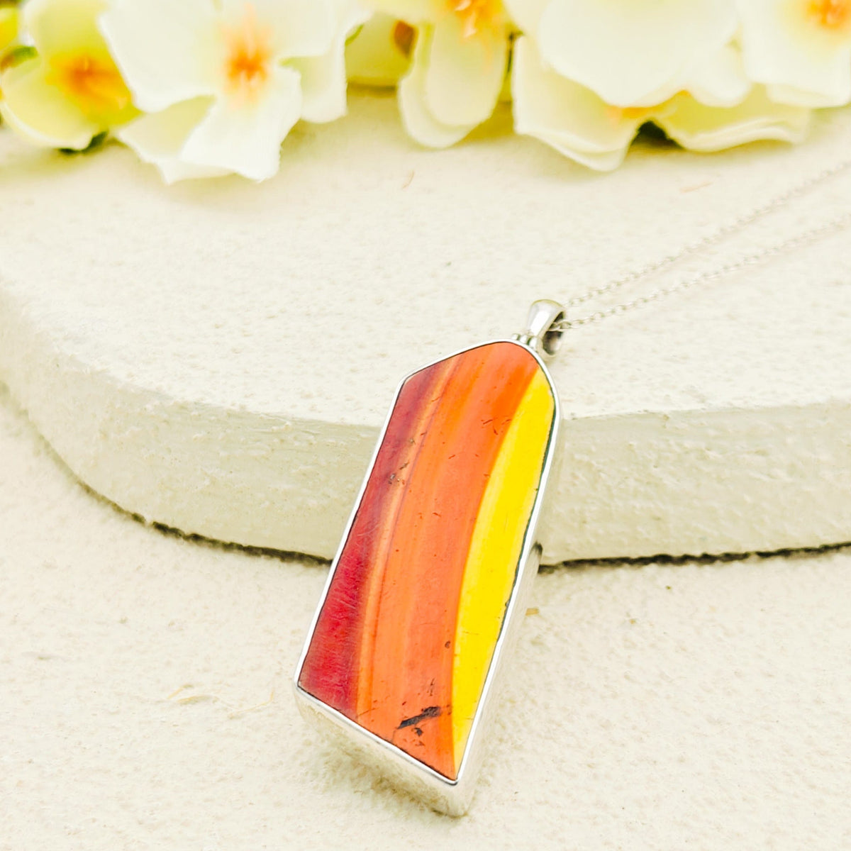 Clarice Cliff Pendants | Original 1930s Fragments | 40mm Orange Pieces | Recycled Sterling Silver
