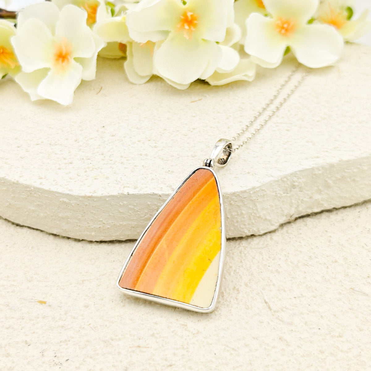 Clarice Cliff Pendants | Original 1930s Fragments | 40mm Orange Pieces | Recycled Sterling Silver