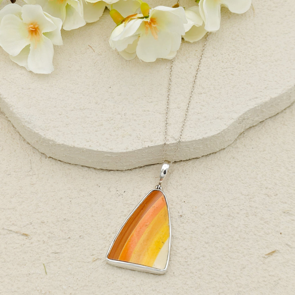 Clarice Cliff Pendants | Original 1930s Fragments | 40mm Orange Pieces | Recycled Sterling Silver