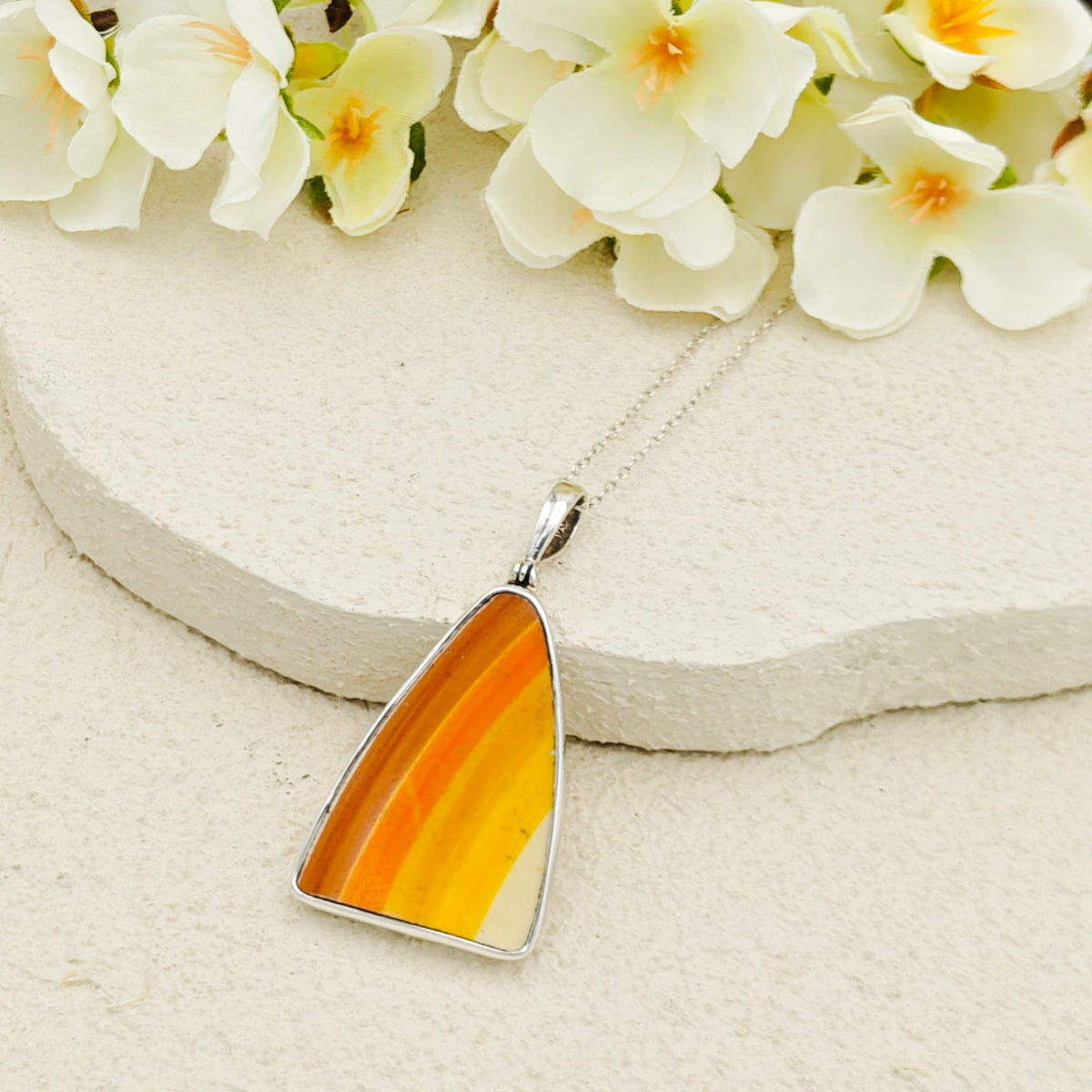 Clarice Cliff Pendants | Original 1930s Fragments | 40mm Orange Pieces | Recycled Sterling Silver