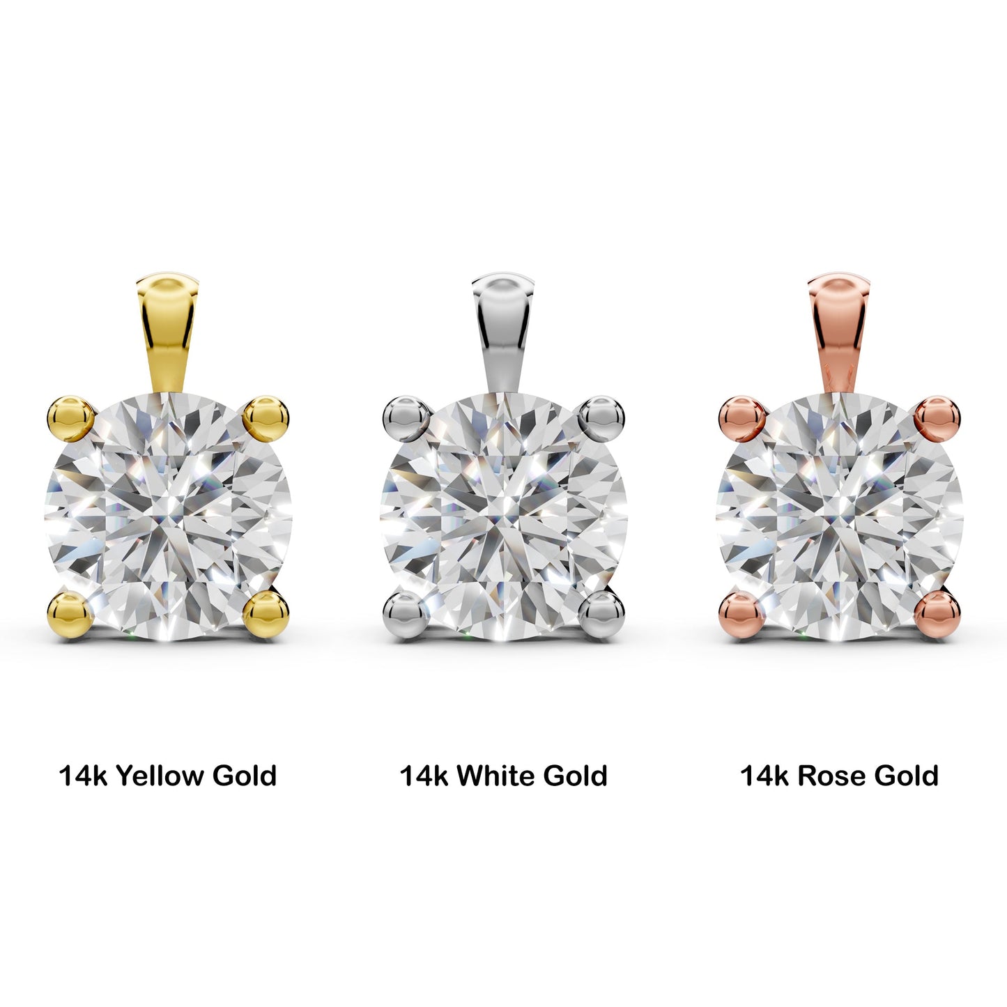 Lab Diamond Solitaire Pendant Round Cut Lab Grown Diamond Bridesmaid Pendant Solid 14K Gold Diamond Pendant Gift For Her