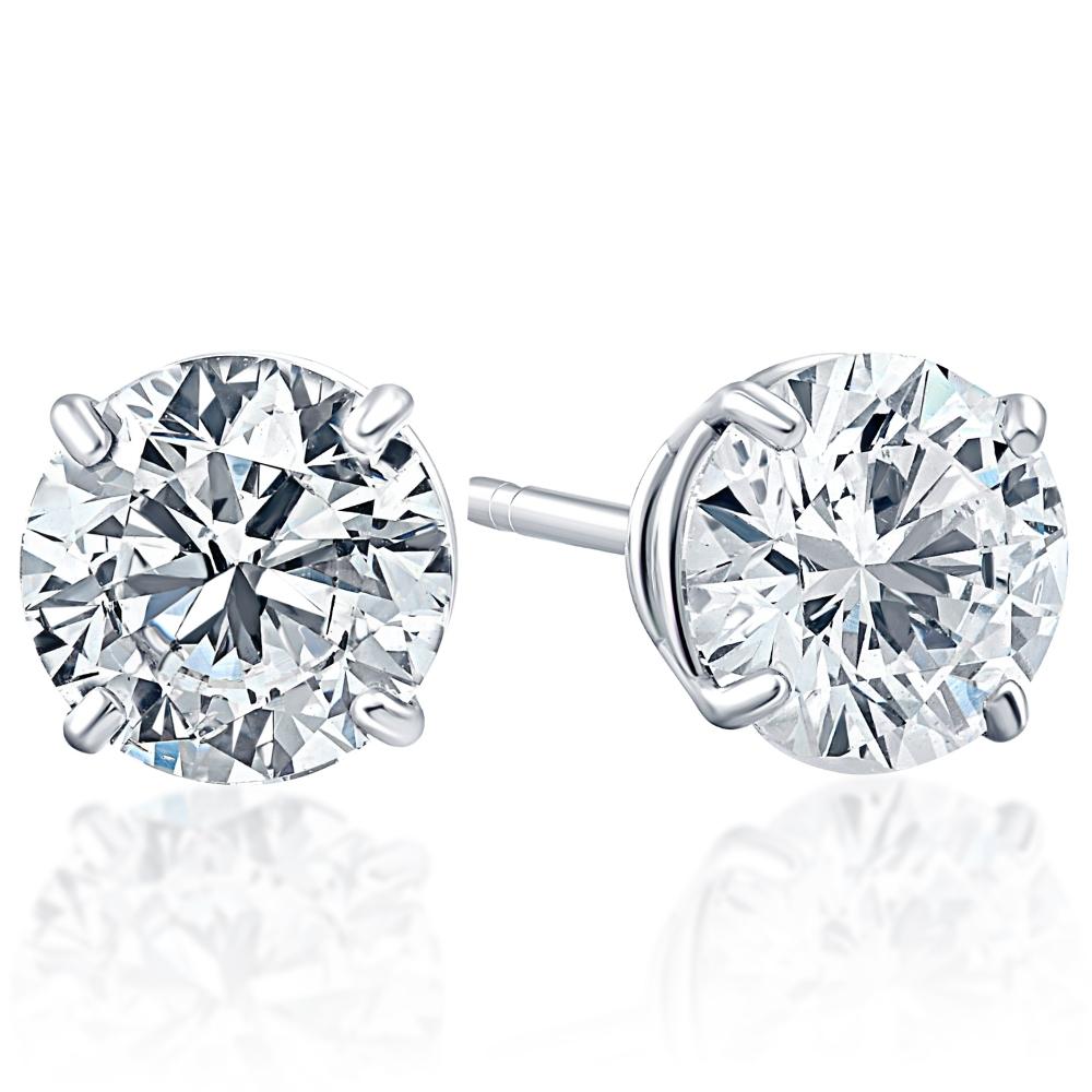 Certified 2Ct TW Diamond Studs 14k White Gold Lab Grown