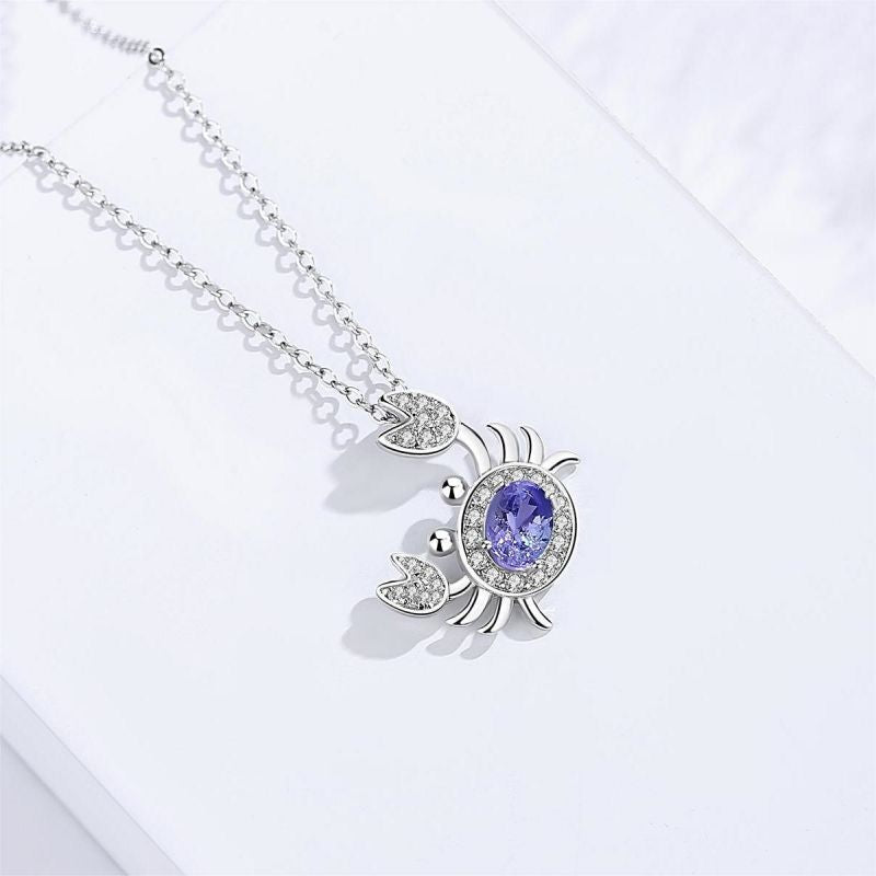 925 Sterling Silver Crab Necklace