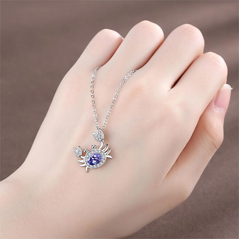 925 Sterling Silver Crab Necklace