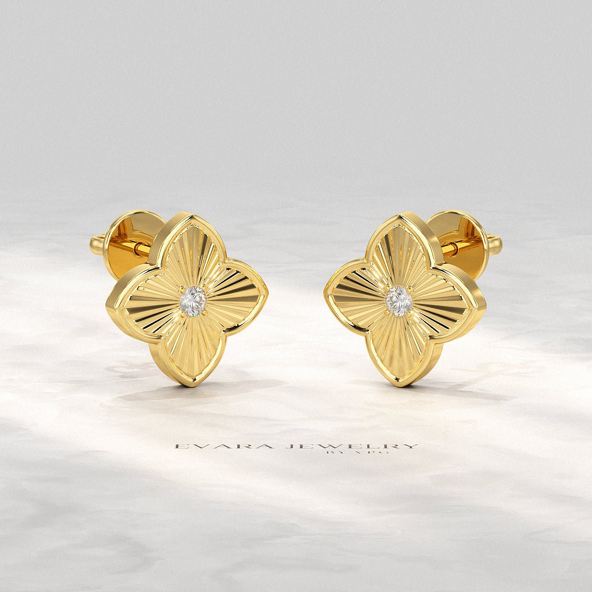 Clover Floral Diamond Earrings for Her