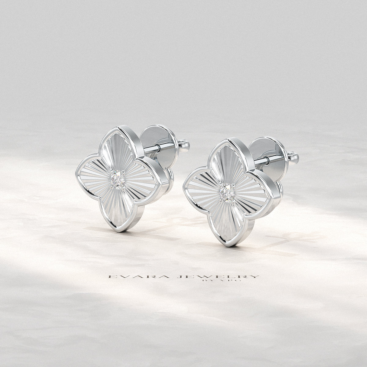 Clover Floral Diamond Earrings for Her
