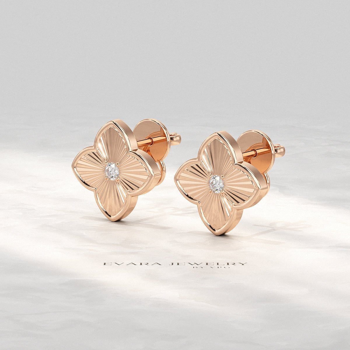 Clover Floral Diamond Earrings for Her