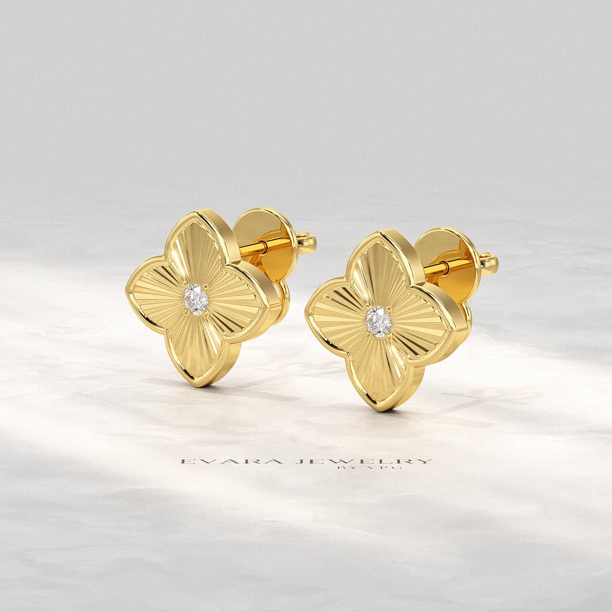 Clover Floral Diamond Earrings for Her