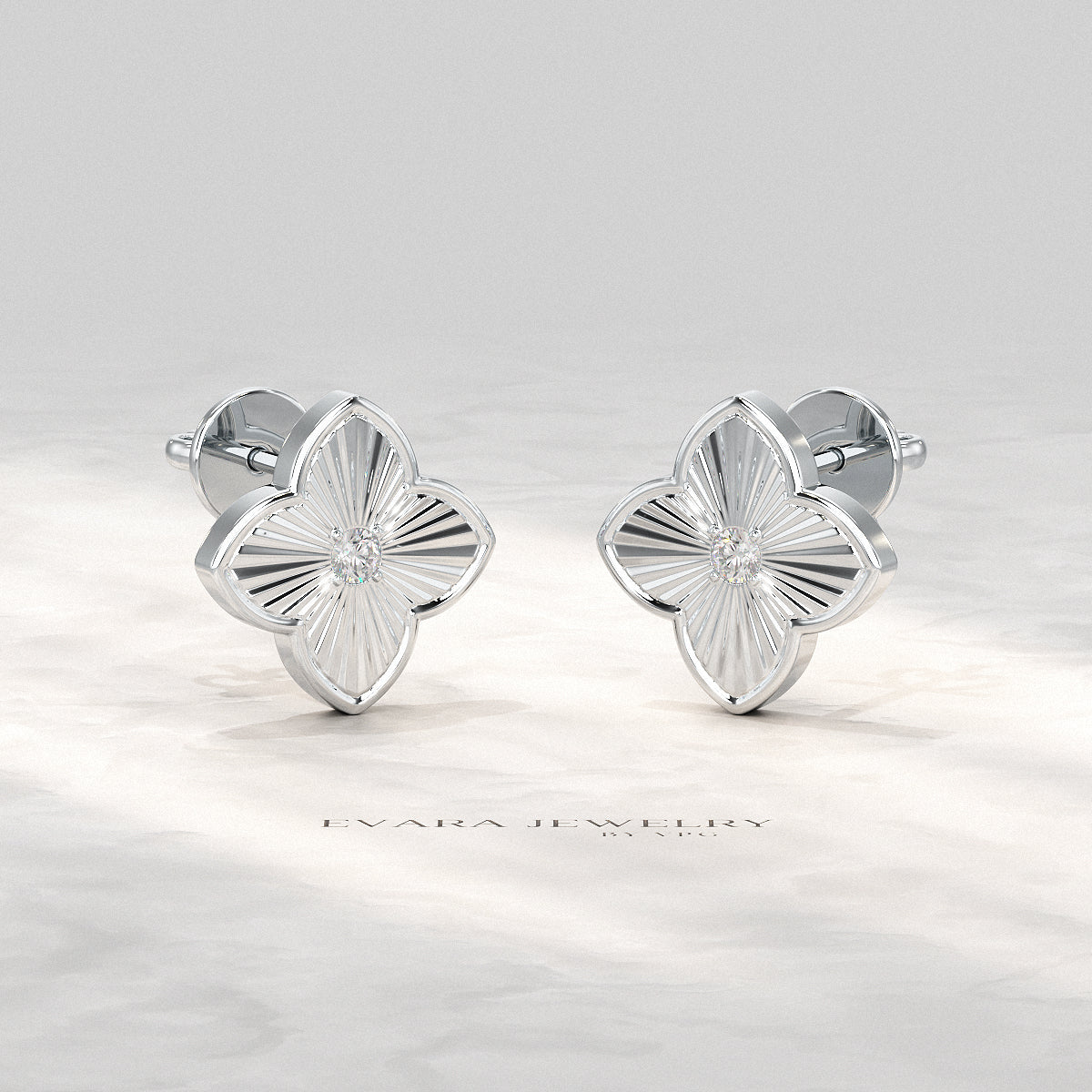 Clover Floral Diamond Earrings for Her