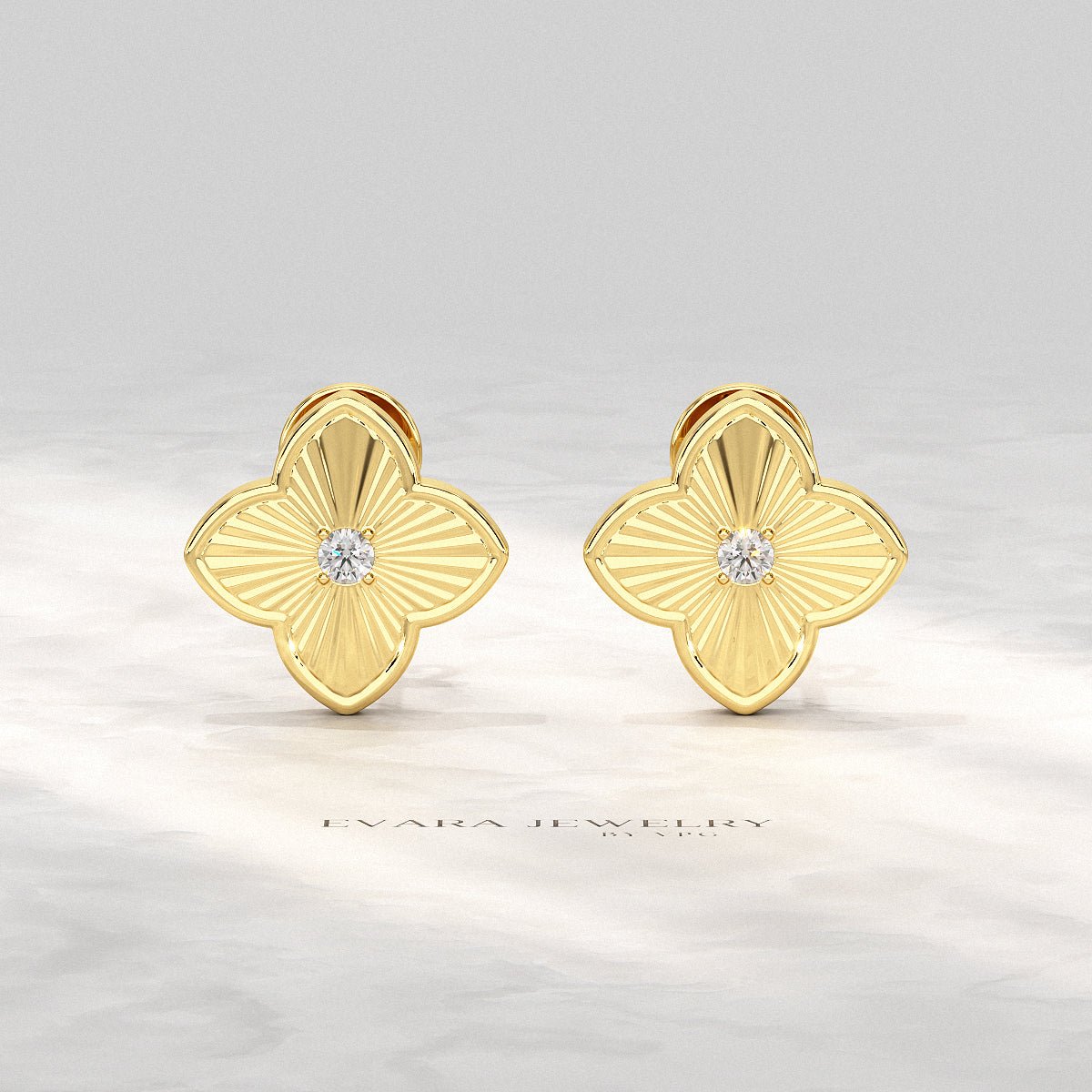Clover Floral Diamond Earrings for Her