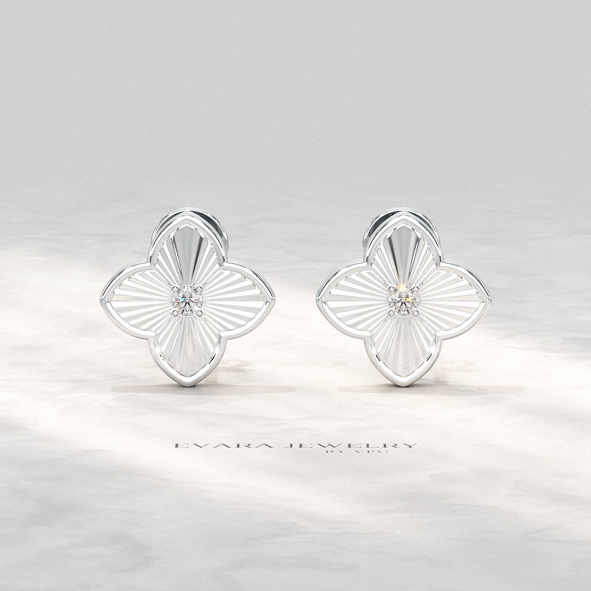 Clover Floral Diamond Earrings for Her