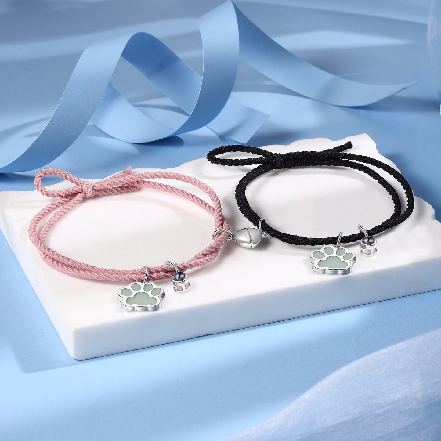 Custom Couple Luminous Projection Woven Bracelet