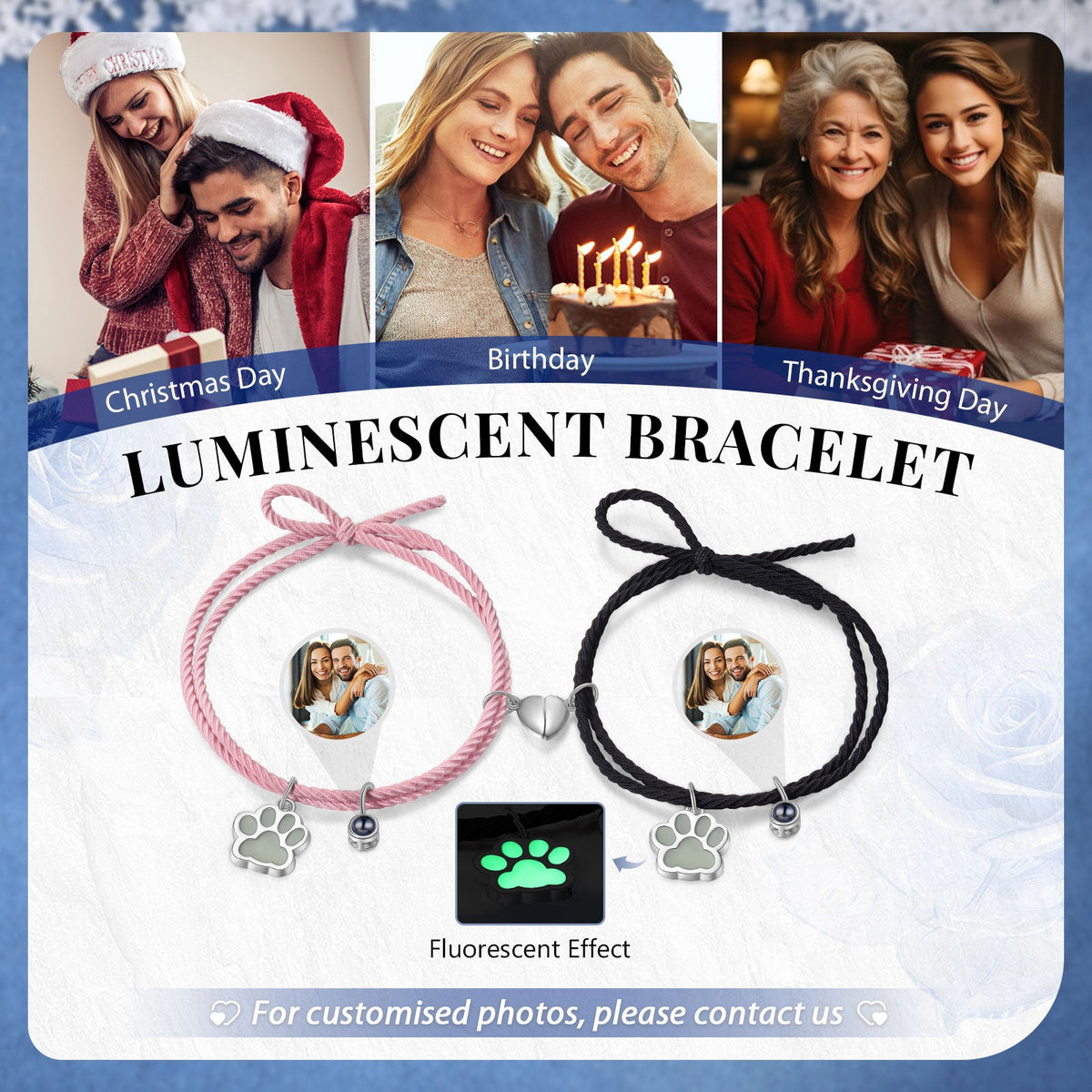 Custom Couple Luminous Projection Woven Bracelet