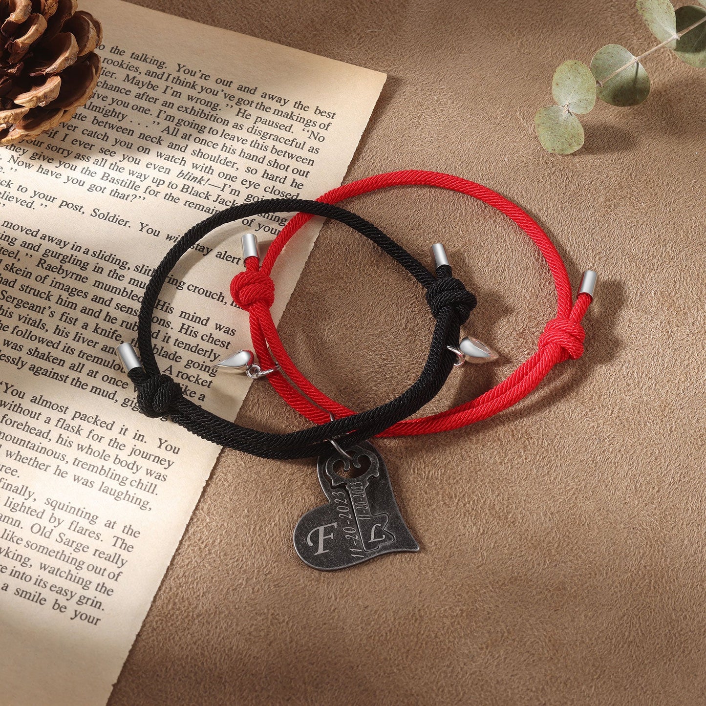 Custom Letter and Date Couple Bracelet
