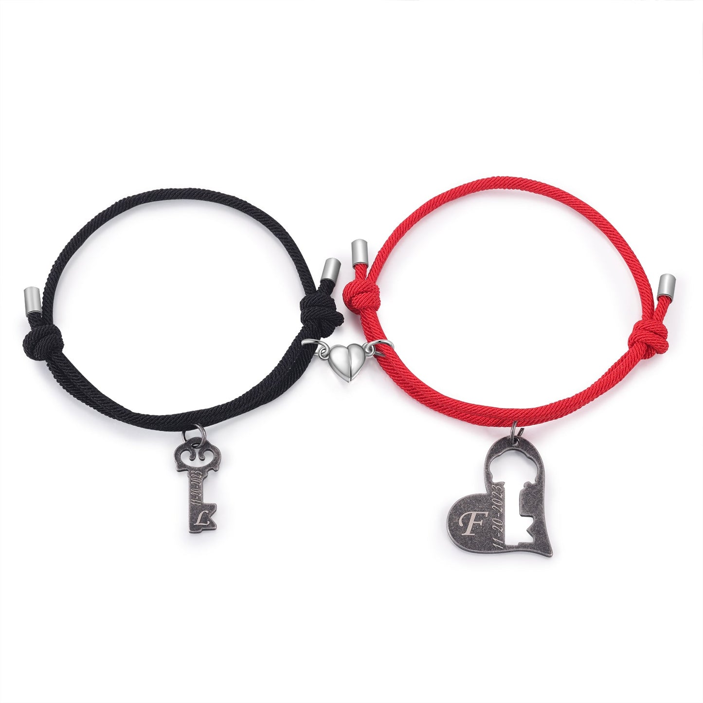 Custom Letter and Date Couple Bracelet