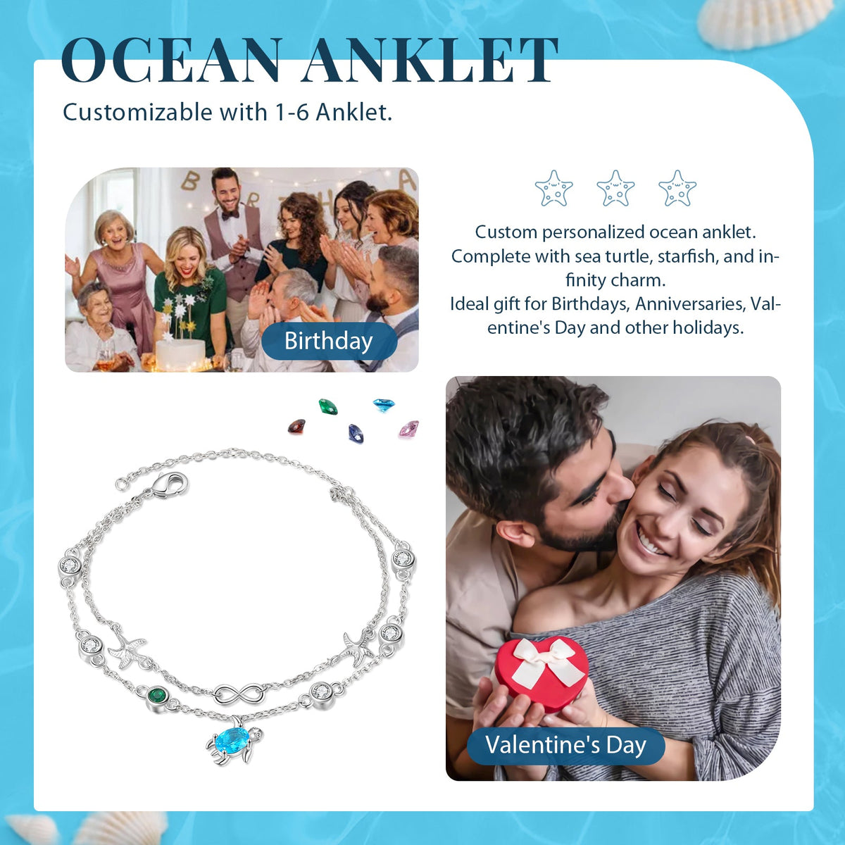 Custom Birthstone Anklet