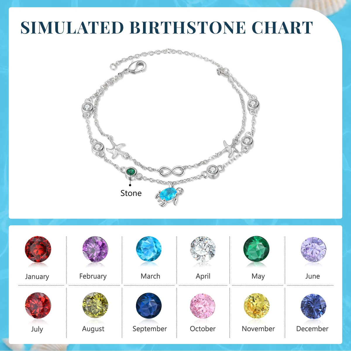Custom Birthstone Anklet