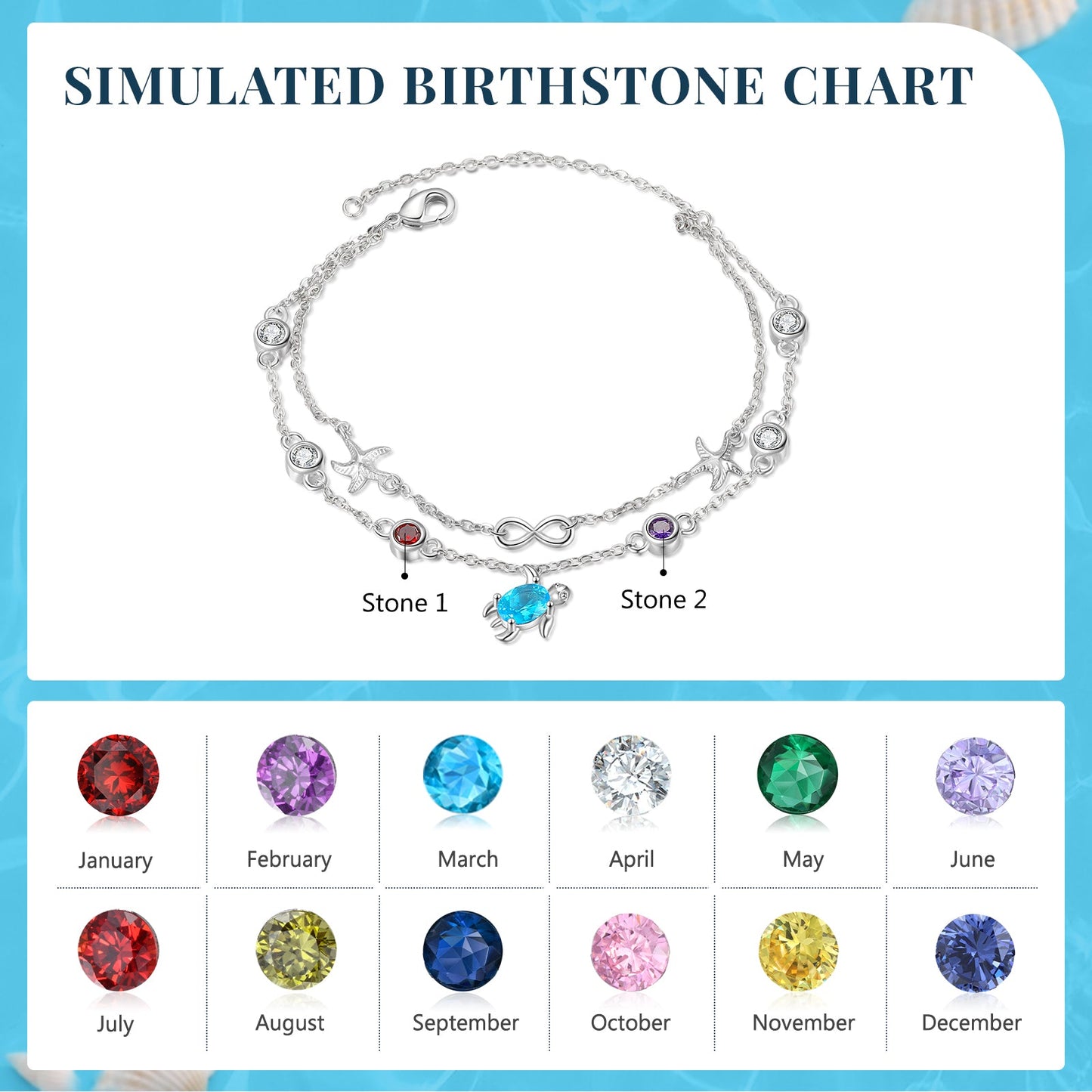 Custom Birthstone Anklet
