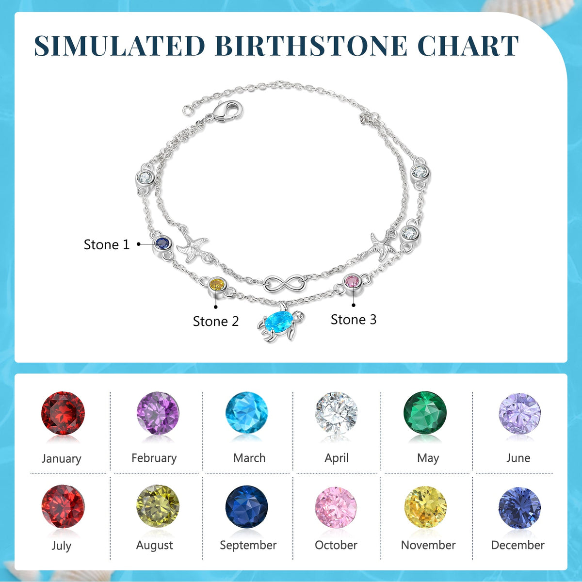 Custom Birthstone Anklet