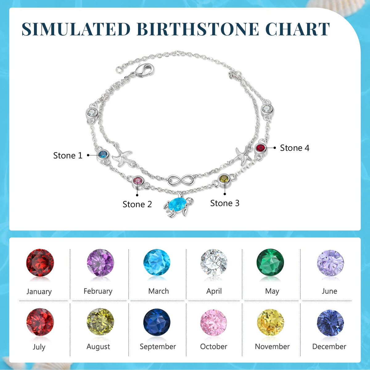 Custom Birthstone Anklet