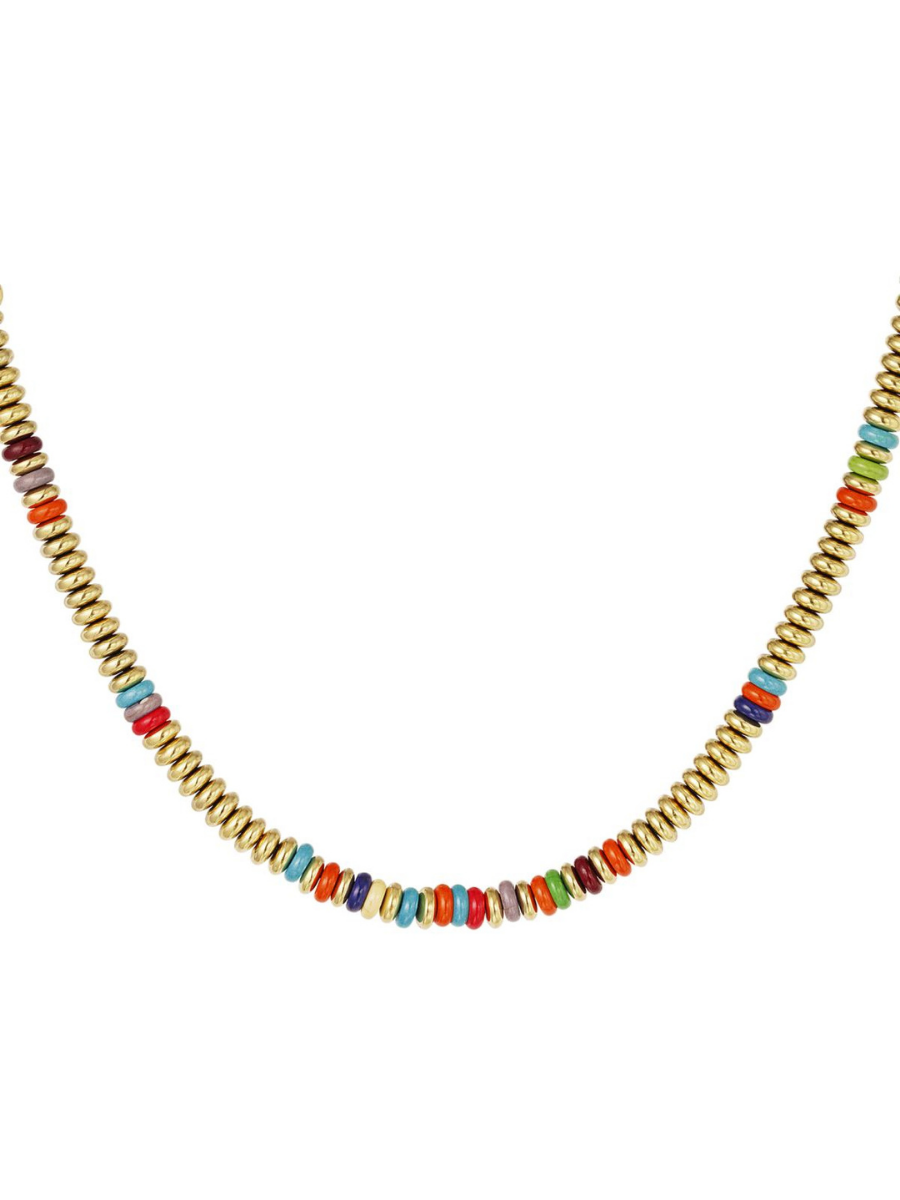 Poppy necklace - multicolor semi-precious flat beads
