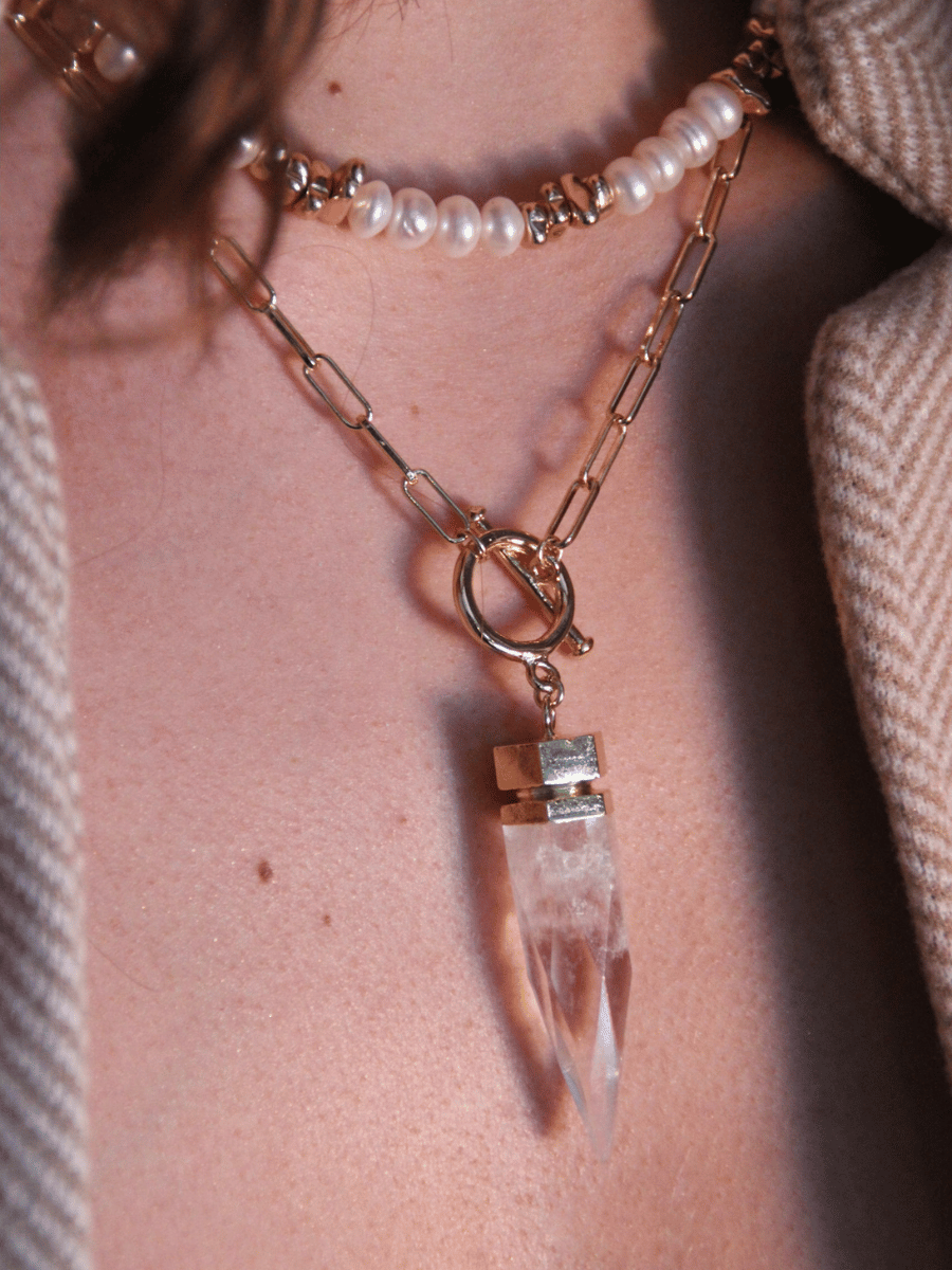 ALEJANDRA necklace - Semi-precious stone pendulum pendant