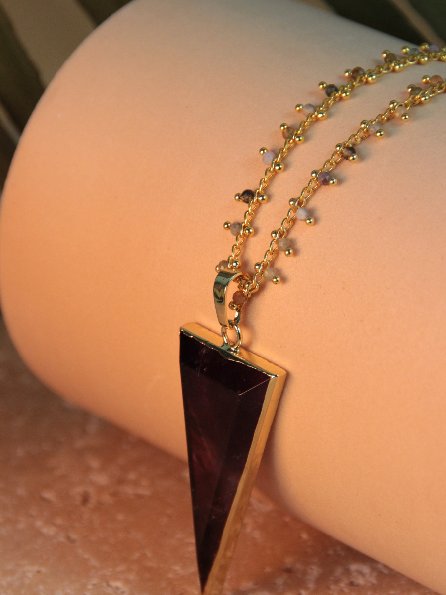 TESS necklace - Triangular natural stone pendant