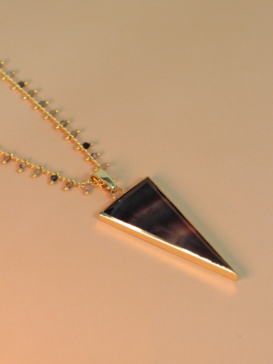 TESS necklace - Triangular natural stone pendant