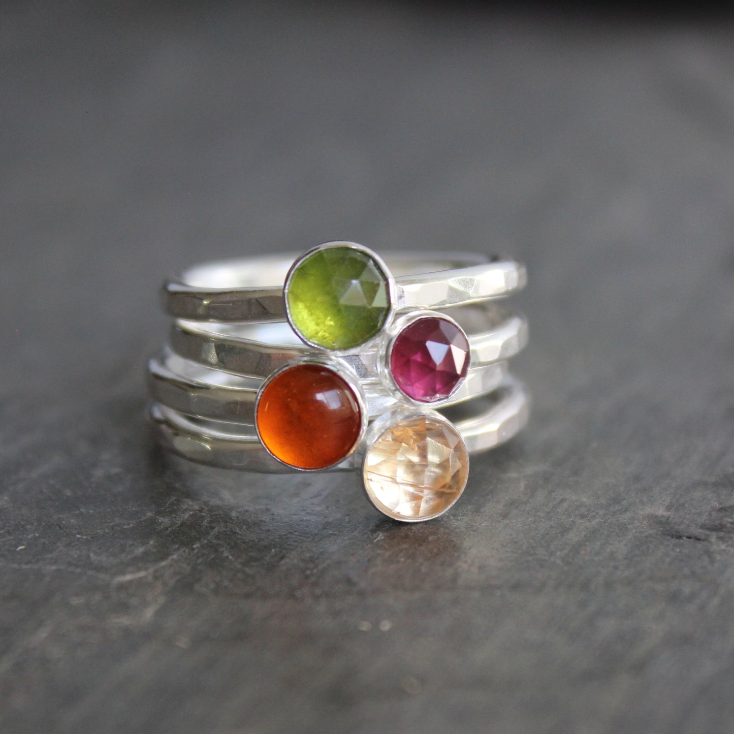 Sterling Silver Smoky Quartz Stacking Ring | Neutral Brown Gemstone