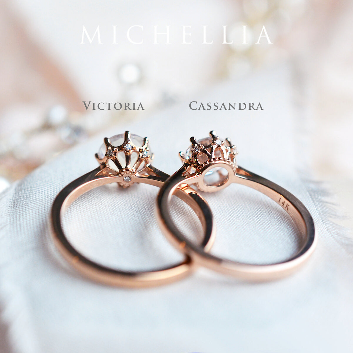 [Cassandra] Vintage Crown Solitaire Ring in Morganite