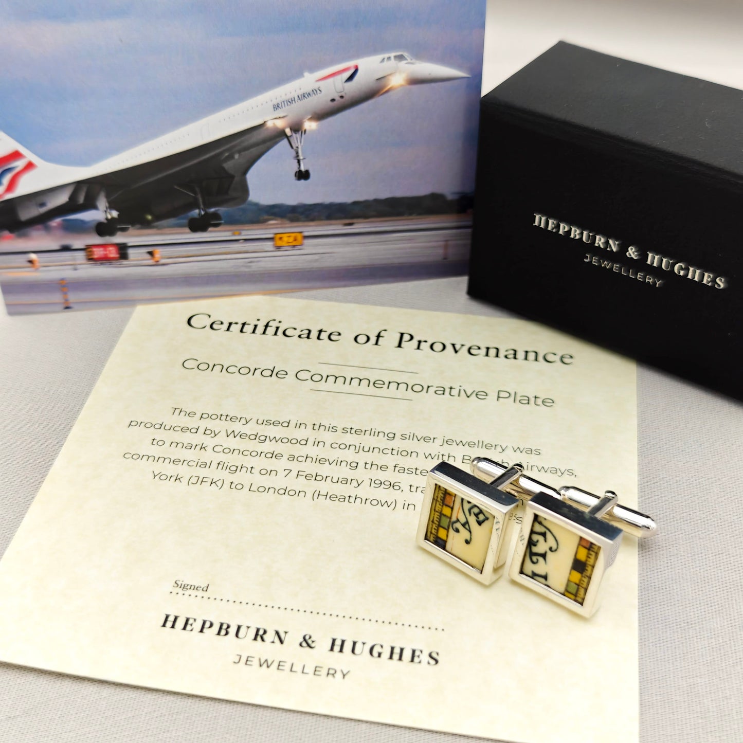 Concorde Commemorative Plate Cufflinks | Aviation Gift | Sterling Silver