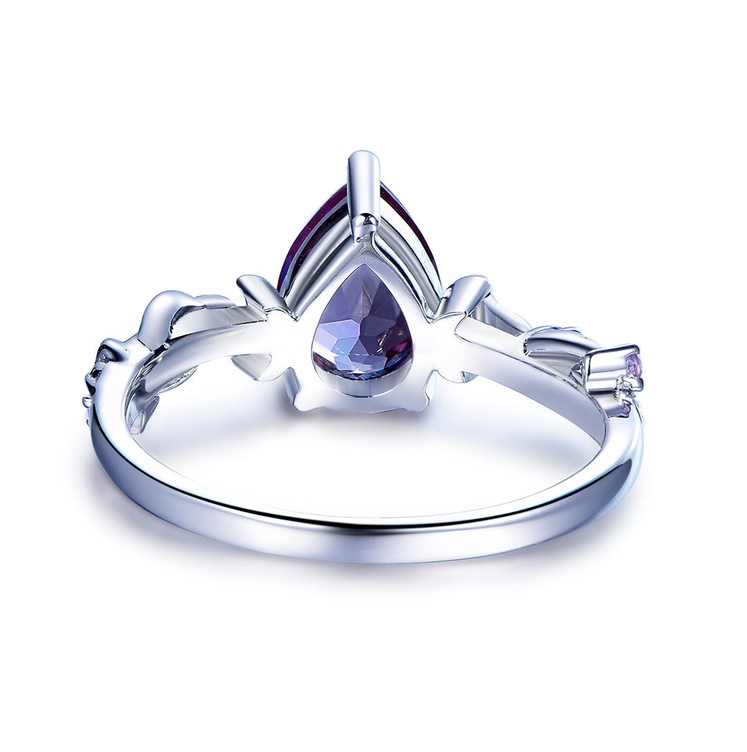 Crescent Bloom Alexandrite Ring in 14k White Gold