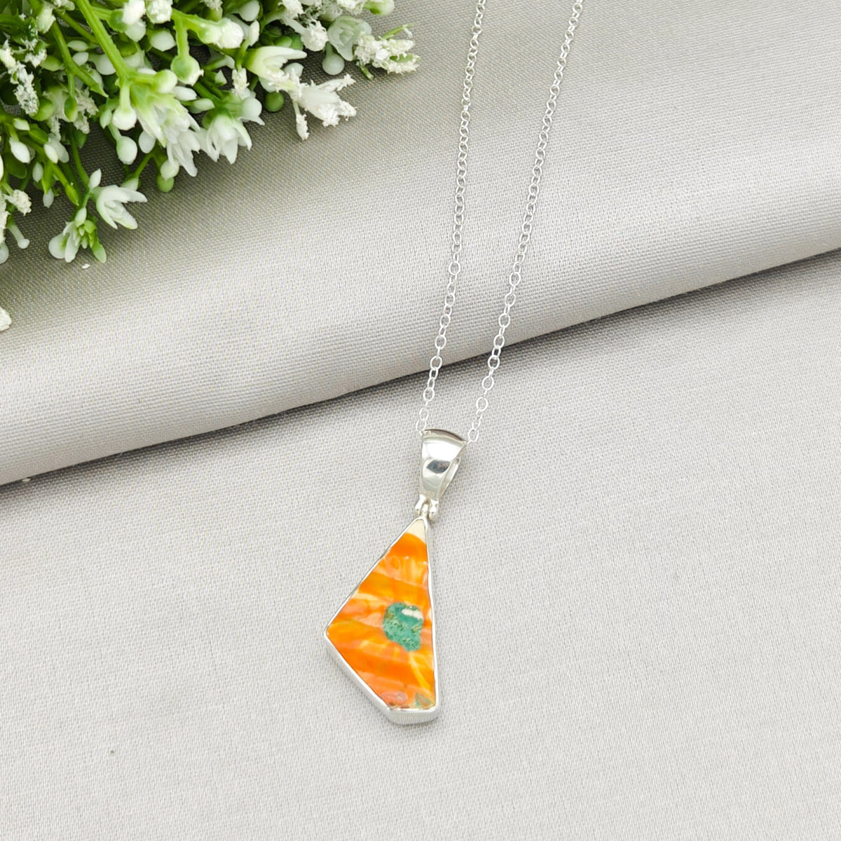 Crocus Clarice Cliff Art Deco Necklace | Upcycled Sterling Silver Heritage Jewellery