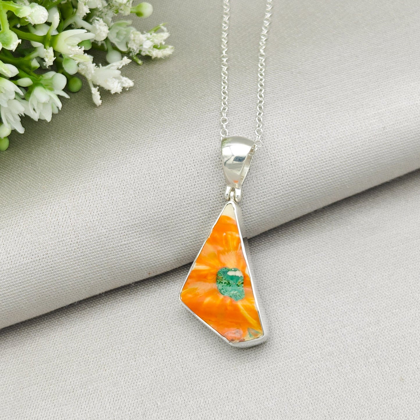 Crocus Clarice Cliff Art Deco Necklace | Upcycled Sterling Silver Heritage Jewellery