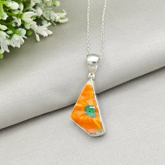 Crocus Clarice Cliff Art Deco Necklace | Upcycled Sterling Silver Heritage Jewellery