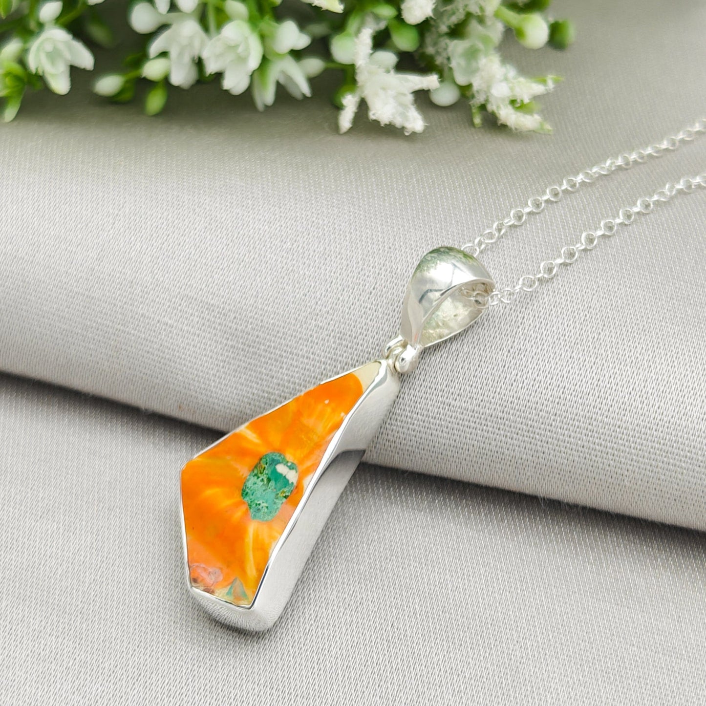 Crocus Clarice Cliff Art Deco Necklace | Upcycled Sterling Silver Heritage Jewellery