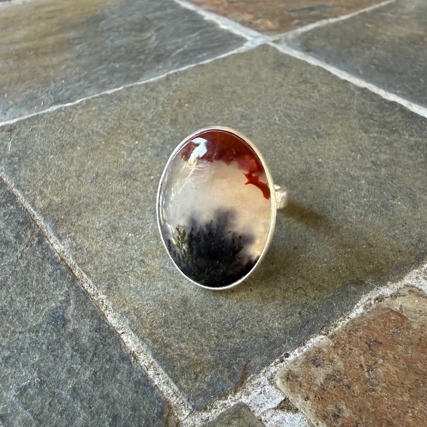 Crooked River (Oregon) Agate Statement Ring • Sterling Silver • PNW Gemstone Jewelry
