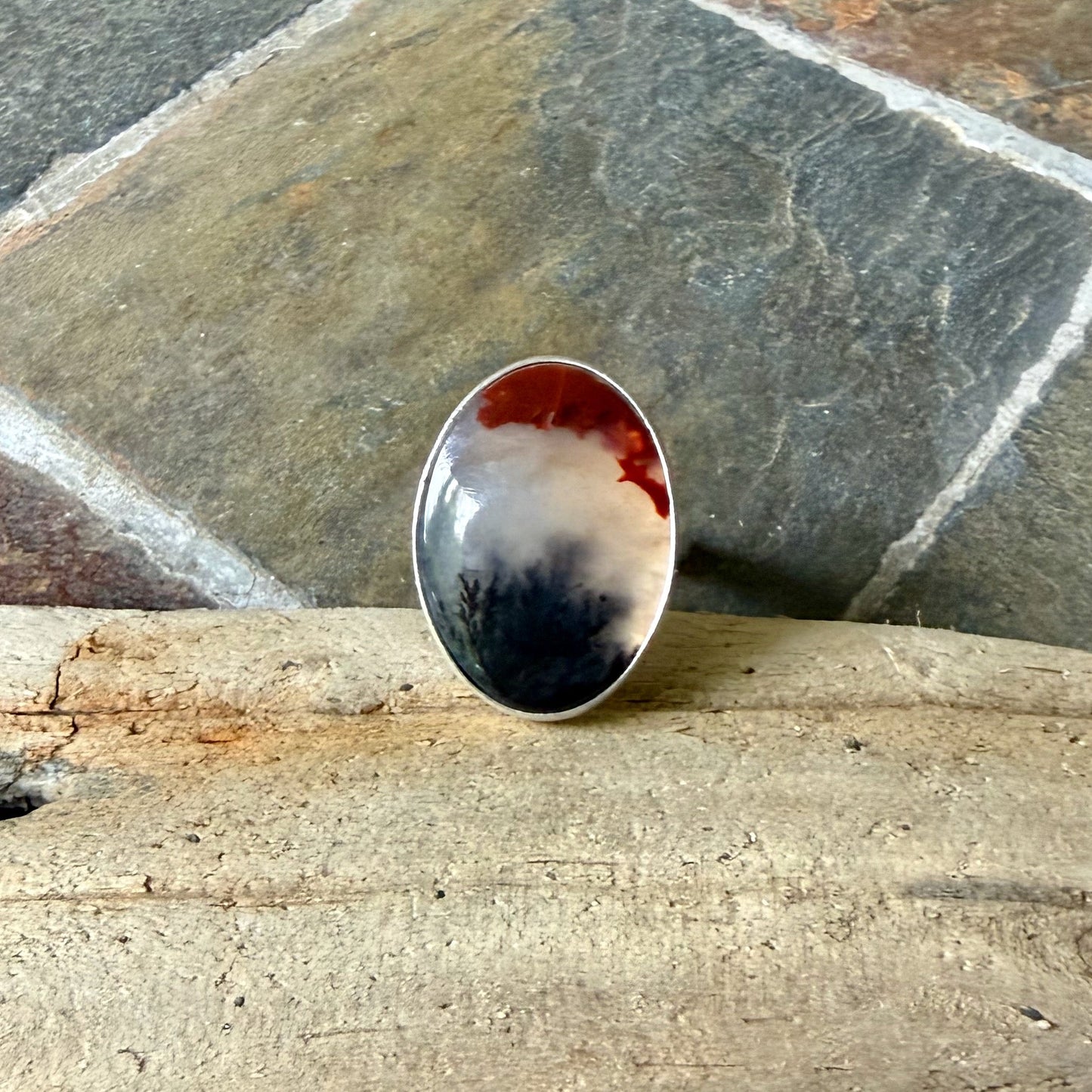 Crooked River (Oregon) Agate Statement Ring • Sterling Silver • PNW Gemstone Jewelry