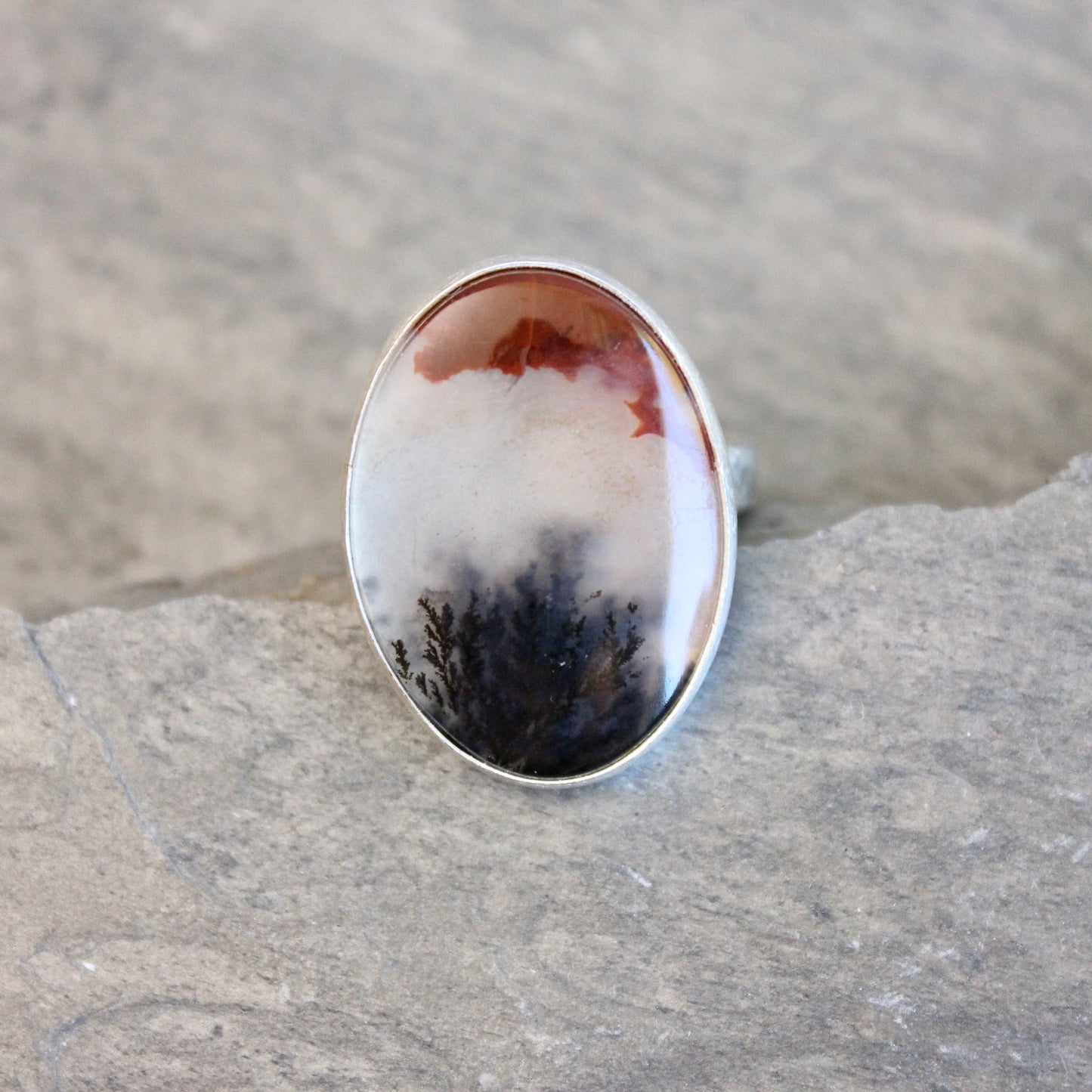 Crooked River (Oregon) Agate Statement Ring • Sterling Silver • PNW Gemstone Jewelry