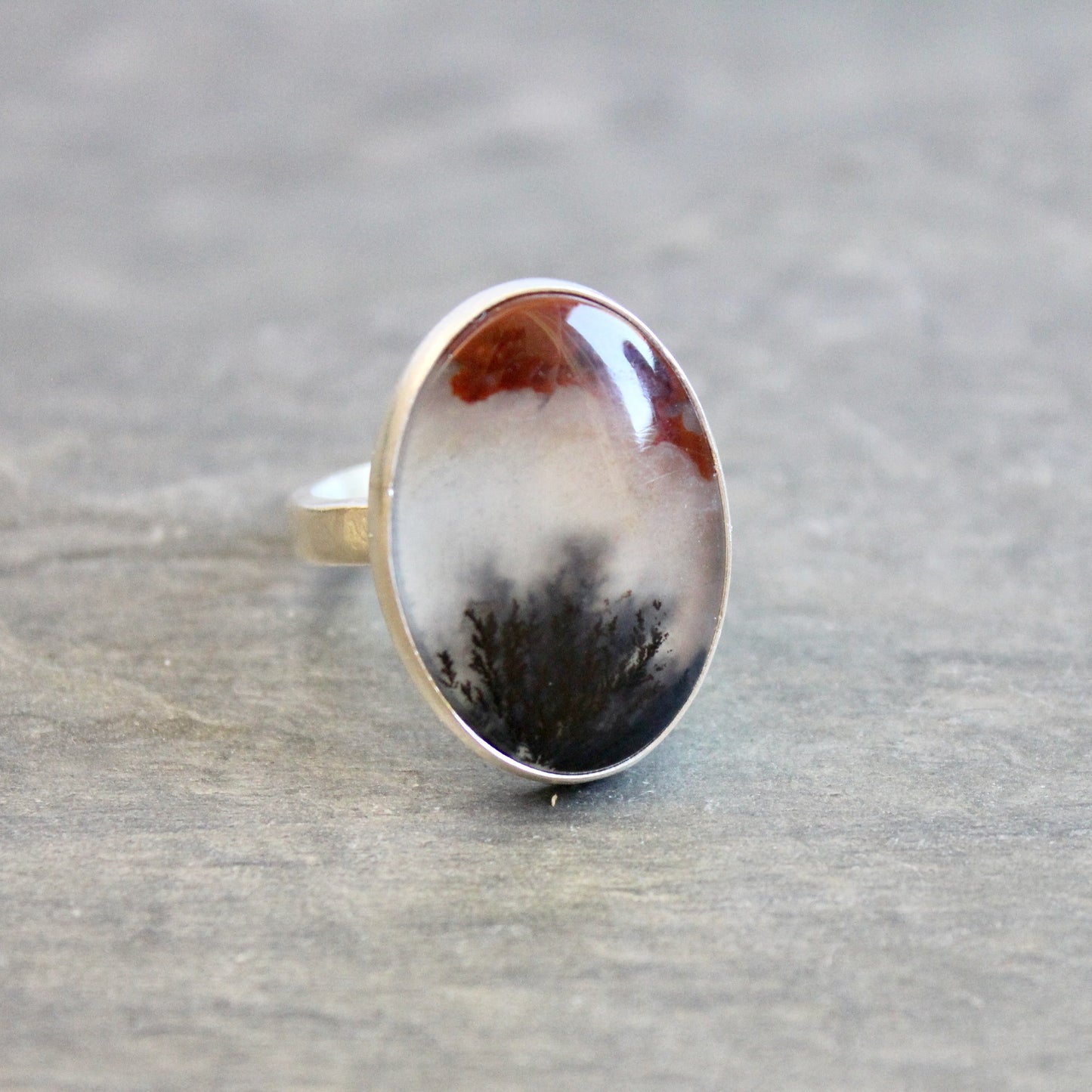 Crooked River (Oregon) Agate Statement Ring • Sterling Silver • PNW Gemstone Jewelry