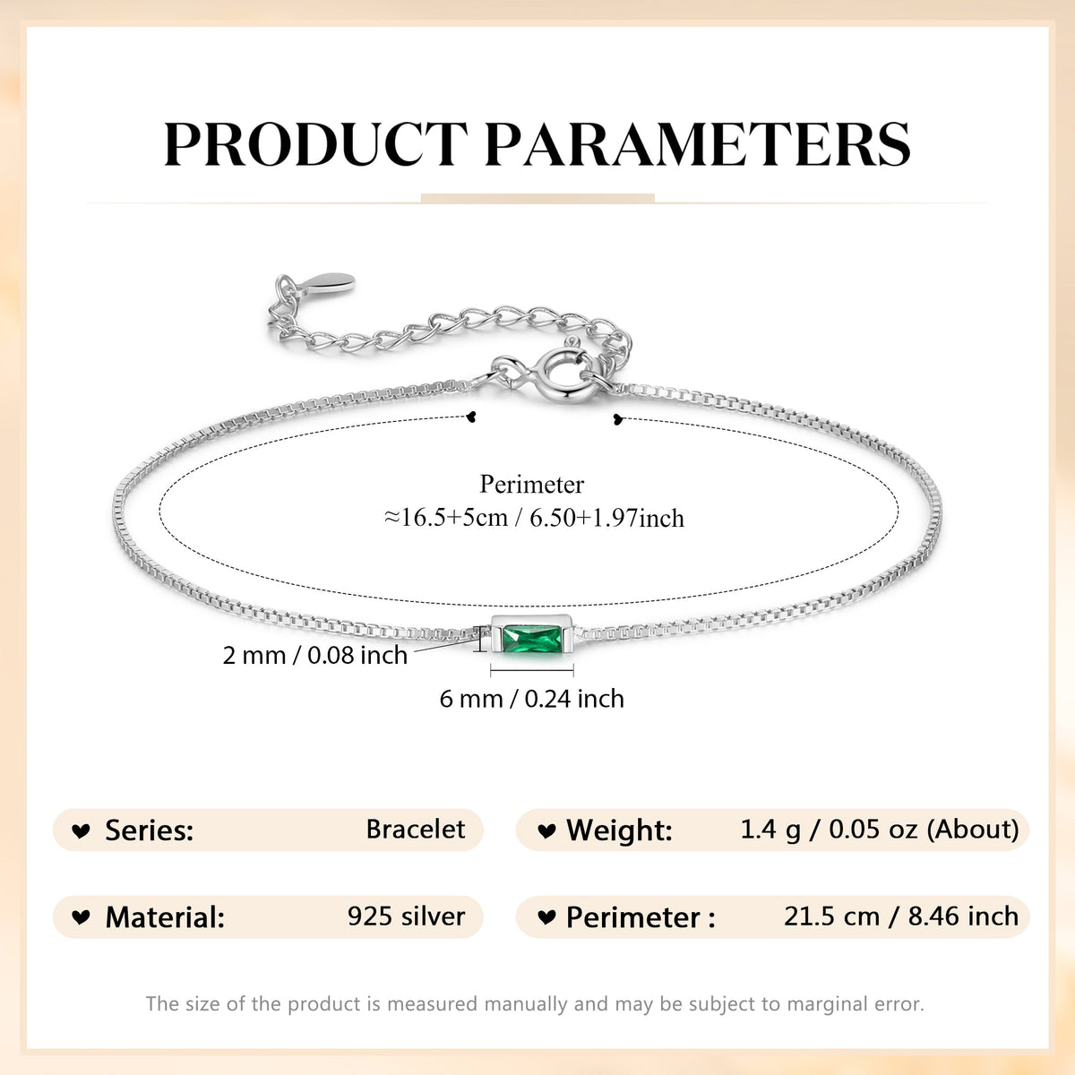 925 Sterling Silver Custom Birthstone Bracelet