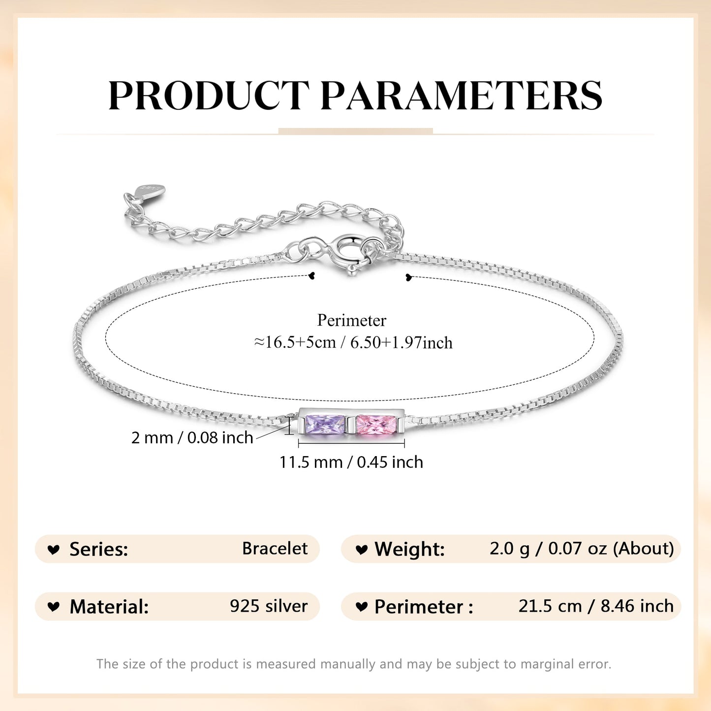 925 Sterling Silver Custom Birthstone Bracelet